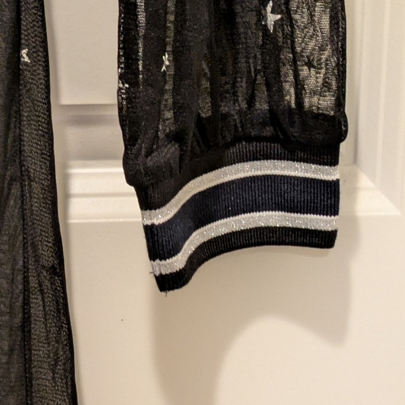 Tory Burch 0 Sheer Stretch Mesh Silver Star Print Dress with Sparkle Collar - Picture 5 of 13